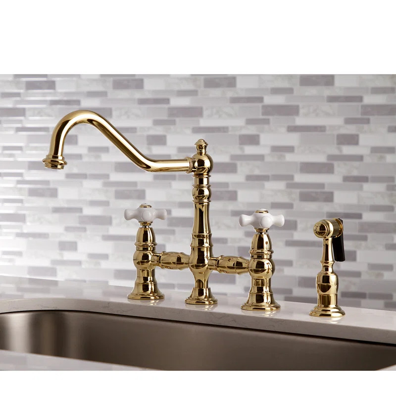 Restoration Bridge Faucet with Side Spray | Wayfair North America