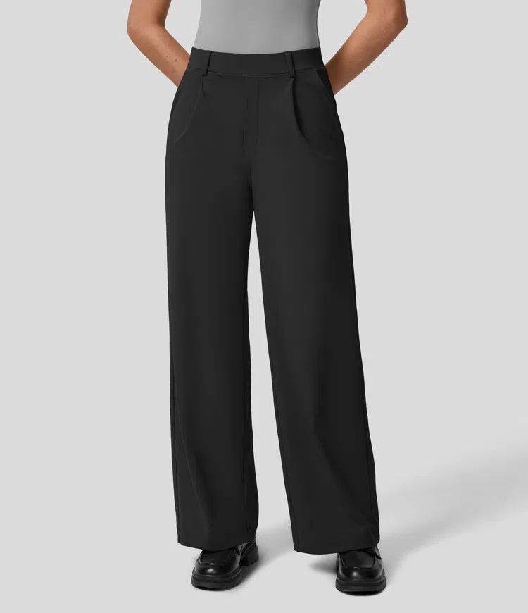 Women’s Halara Flex™ High Waisted Plicated Side Pocket Straight Leg Work Pants - Halara | HALARA