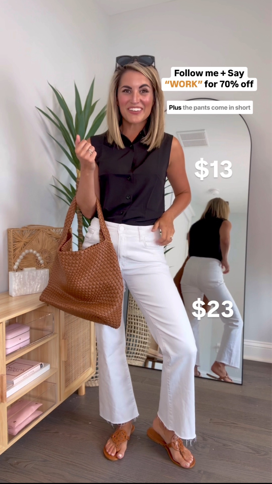 70% OFF Highend Amazon Spring Work Outfits🤍🖤💙 with Discount CODES! Capsule Wardrobe must haves as low as $6!
✨CODES✨ 
Black & Beige Stripe knit👉 ZFQHFO7E
Black sleeveless button👉 UC2VBCAM
$13 Blue long sleeve button👉 6Q5P9NRL
My favorite Work pants starting at $23 no codes needed, they come in 2 lengths long and short! 
✨SIZING✨I’m 5’2” 125lbs in a small top and 4 or 4 short pants. 
Thank you for shopping my links 🫶
.
 Workwear, work outfit, office pants, knit top, button down dress, button down top, Amazon workwear, work dress, work pants, blue button down, striped knit top, black work pants, white jeans, blue pants, black sunglasses, blue work pants, pencil pants, cropped pants, white pants, skinny jeans, wide leg jeans, discount codes, look for less, jewelry, bracelet, Amazon earrings, Amazon look for less, clover bracelet, midsize, pettier pants, sale alert, petite jeans, travel outfit, airport outfit, cropped trench, Cotigan 

#LTKPetite #LTKSaleAlert #LTKWorkwear