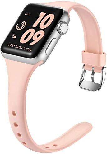 Laffav Compatible with Apple Watch Band 38mm 40mm for Women Men, Soft Silicone Slim Thin Narrow S... | Amazon (US)