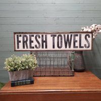 Fresh Towels Sign, Farmhouse Decor, Laundry Room Signs, Wooden Custom Wood Linen Closet Pool House S | Etsy (US)