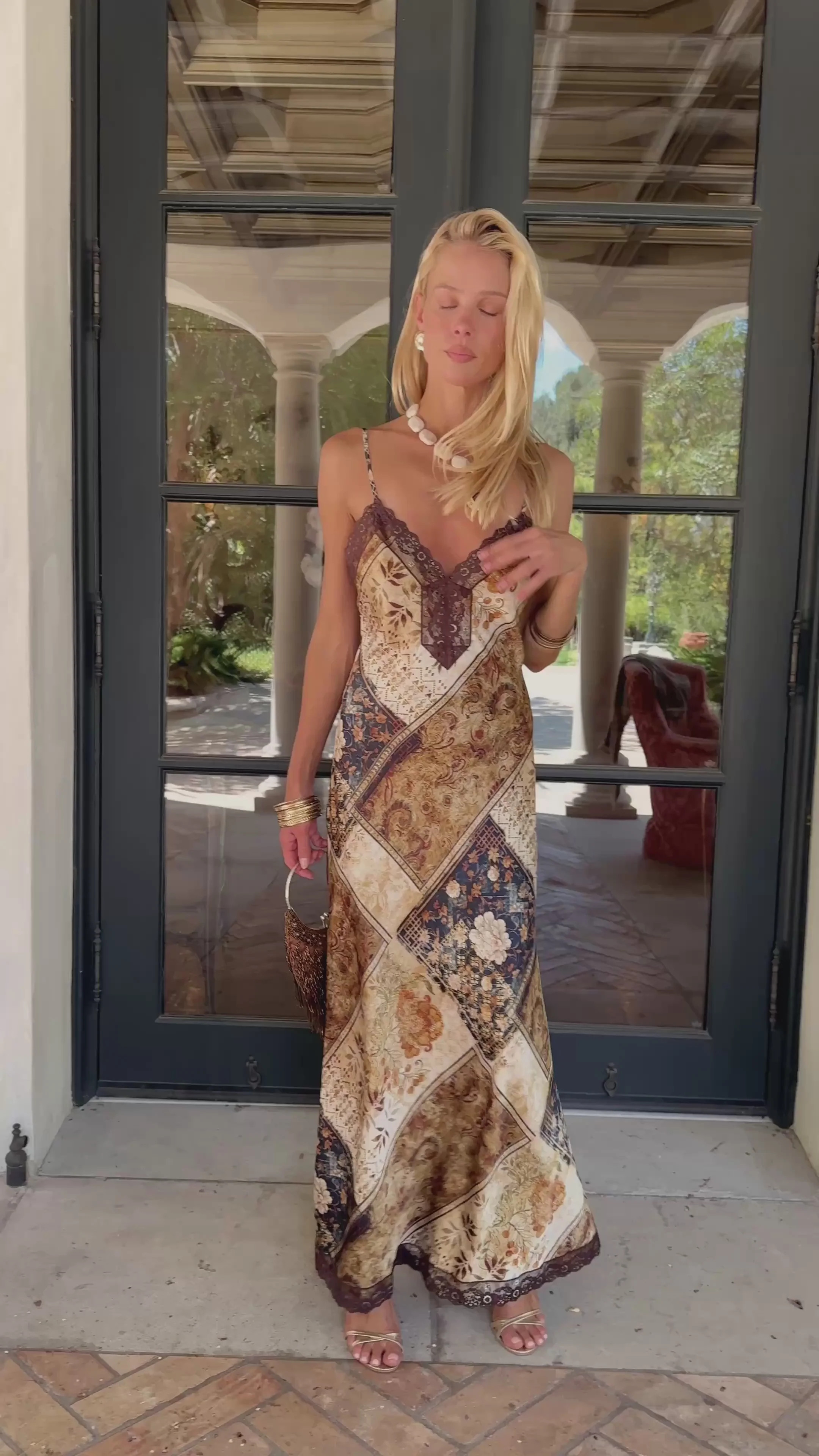 Marie Patchwork Satin Maxi Dress | 12th Tribe | 12th Tribe