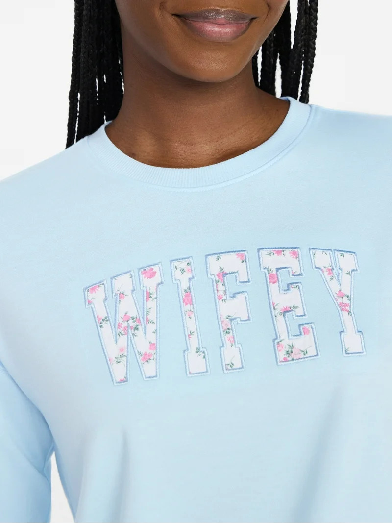 Joyspun Women's French Terry Knit Bridal Long Sleeve Sleep Top, Sizes XS to 3X | Walmart (US)