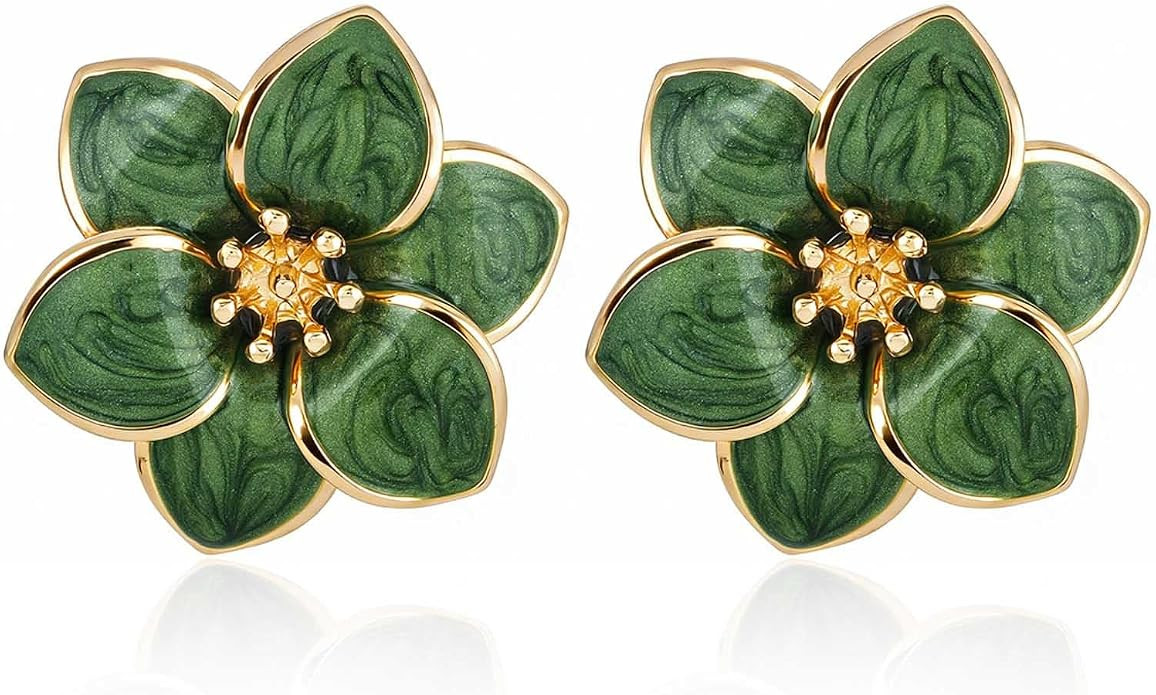 Vintage Enamel Flower Earrings for Women Multiple Colors Dainty Floral Stud Earrings Gold Plated ... | Amazon (US)