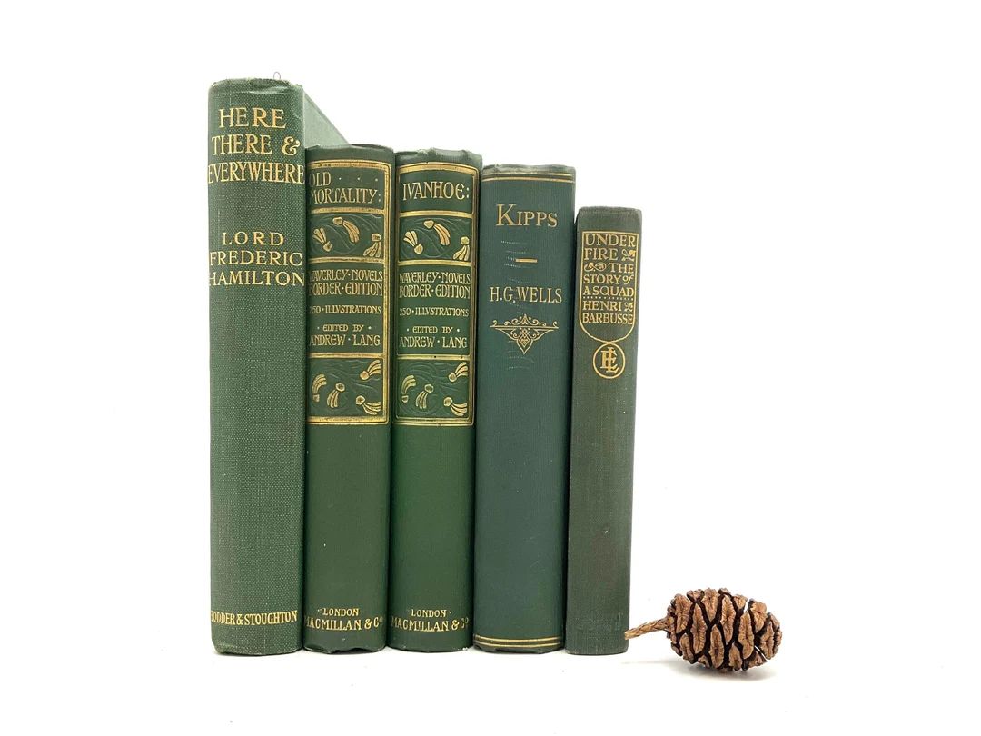 Collection of Vintage Green Books for Decoration - Etsy UK | Etsy (UK)