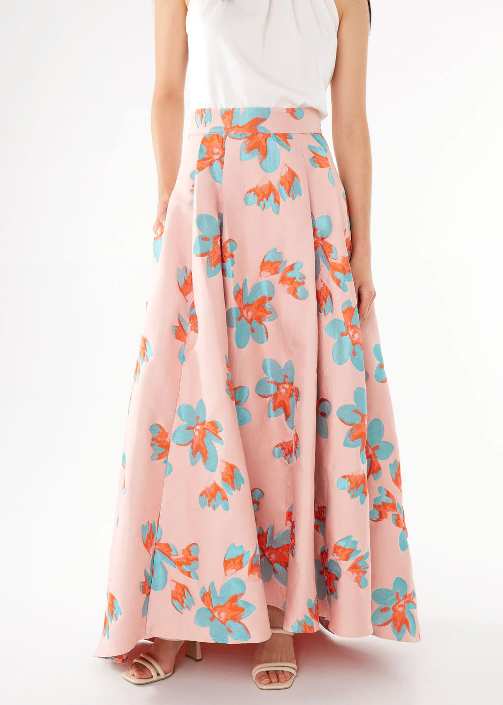Olivia Skirt Pink Plumeria Jacquard | Abbey Glass