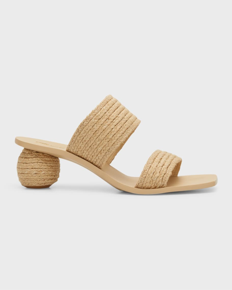 Cult Gaia Jila Jute Sphere-Heel Sandals | Neiman Marcus