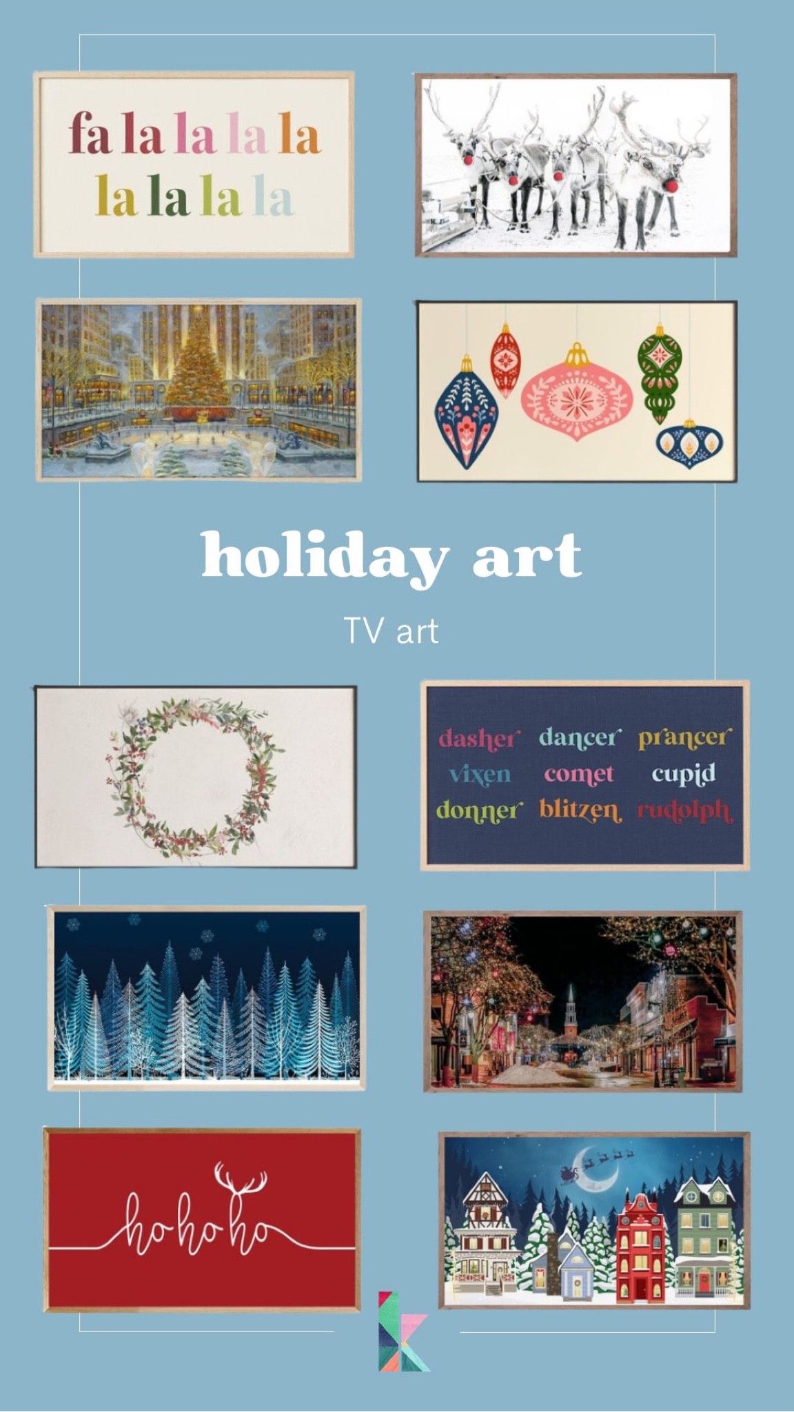 Holiday, tv art, digital, frame tv, Samsung, Christmas, wreath, snowman, snow, Santa, reindeer

#LTKunder50 #LTKHoliday #LTKhome