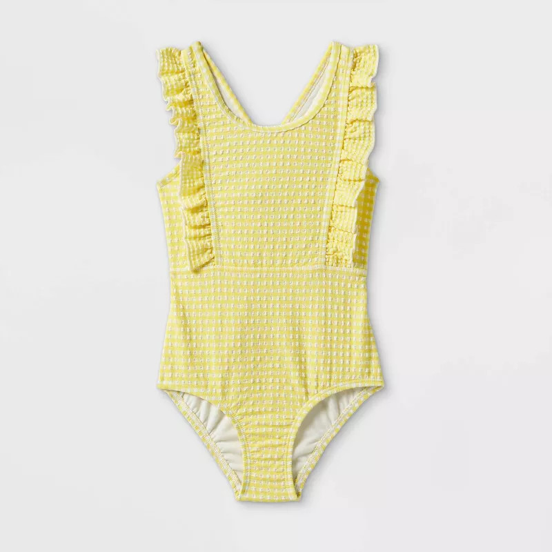 Toddler Girls' Seersucker One Piece Swimsuit - Cat & Jack™ Yellow | Target