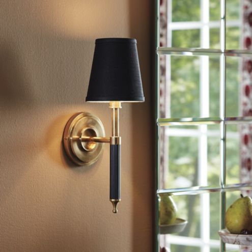 Maddox Brass & Black Wall Sconce Fixture with Shade | Ballard Designs, Inc.