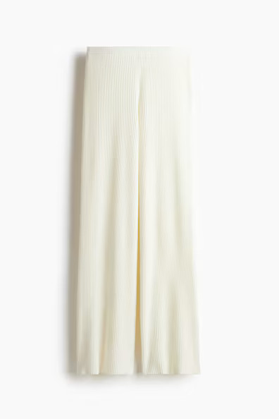 H & M - Rib-Knit Pants - White | H&M (US + CA)