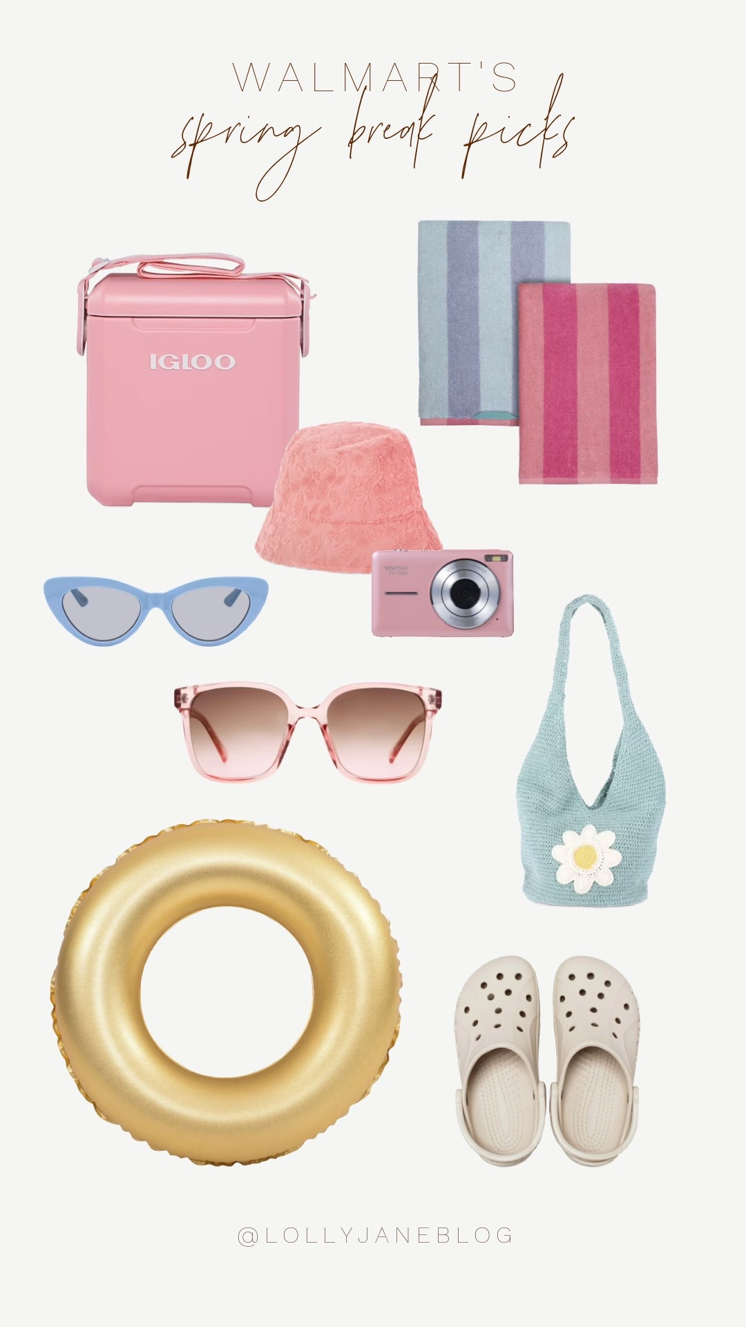 Spring Break, but make it ✨aesthetic✨💖🌊

From the cutest pink Igloo cooler to the ultimate golden pool float, Walmart has everything you need to make your getaway iconic! 🌸☀️ Grab your pastel sunnies, striped towel set, and must-have Crocs for the perfect beach-day fit. Oh, and don’t forget the digital camera to capture all the memories in style 📸💞

Tag your spring break crew & shop now! #SpringBreakVibes #WalmartFinds

#LTKShoeCrush #LTKTravel #LTKSwim