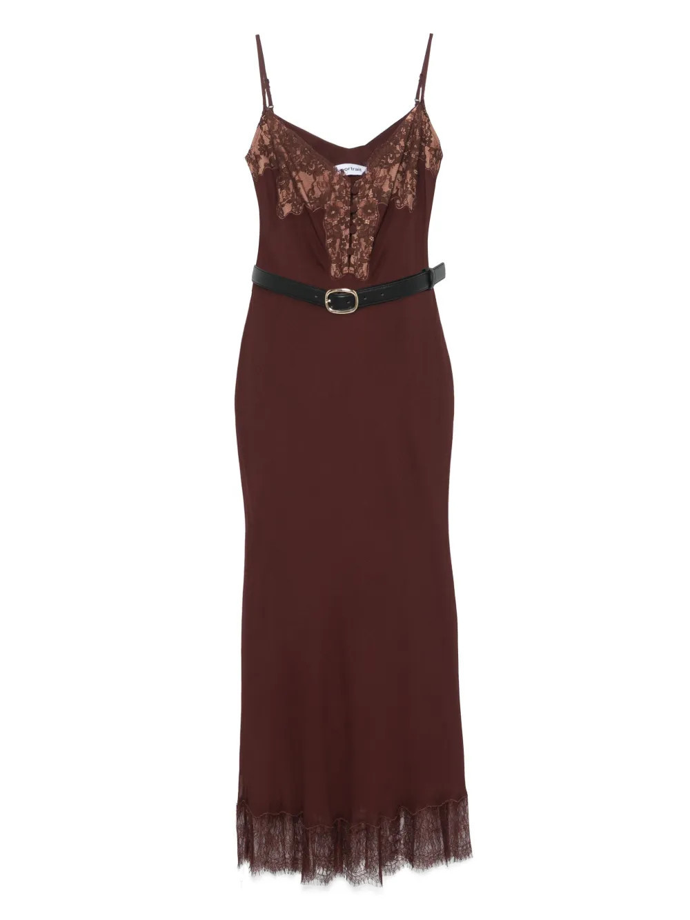 Self-Portrait lace-embellished dress - Brown | Farfetch Global