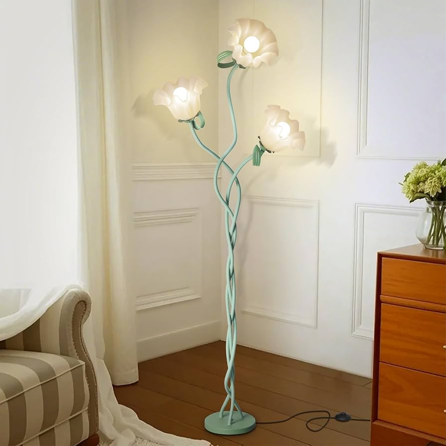 Flower Standing Lamp for Bedroom, Cute Corner Floor Lamp with Flexible Gooseneck,3 Light Floor Re... | Amazon (US)