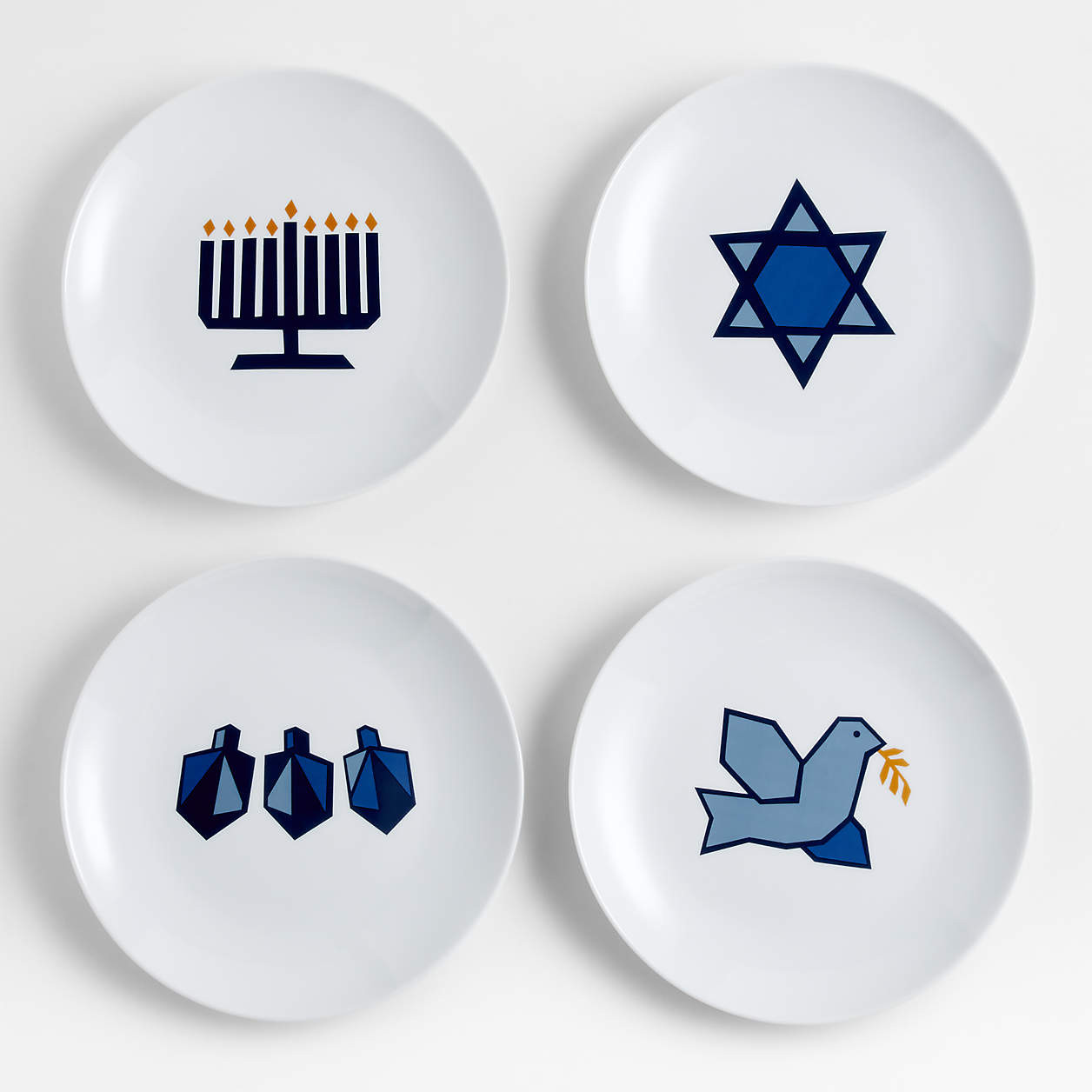 Joan Anderson Hanukkah Salad Plates, Set of 4 + Reviews | Crate & Barrel | Crate & Barrel
