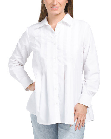 Pleated Button Front Blouse | TJ Maxx