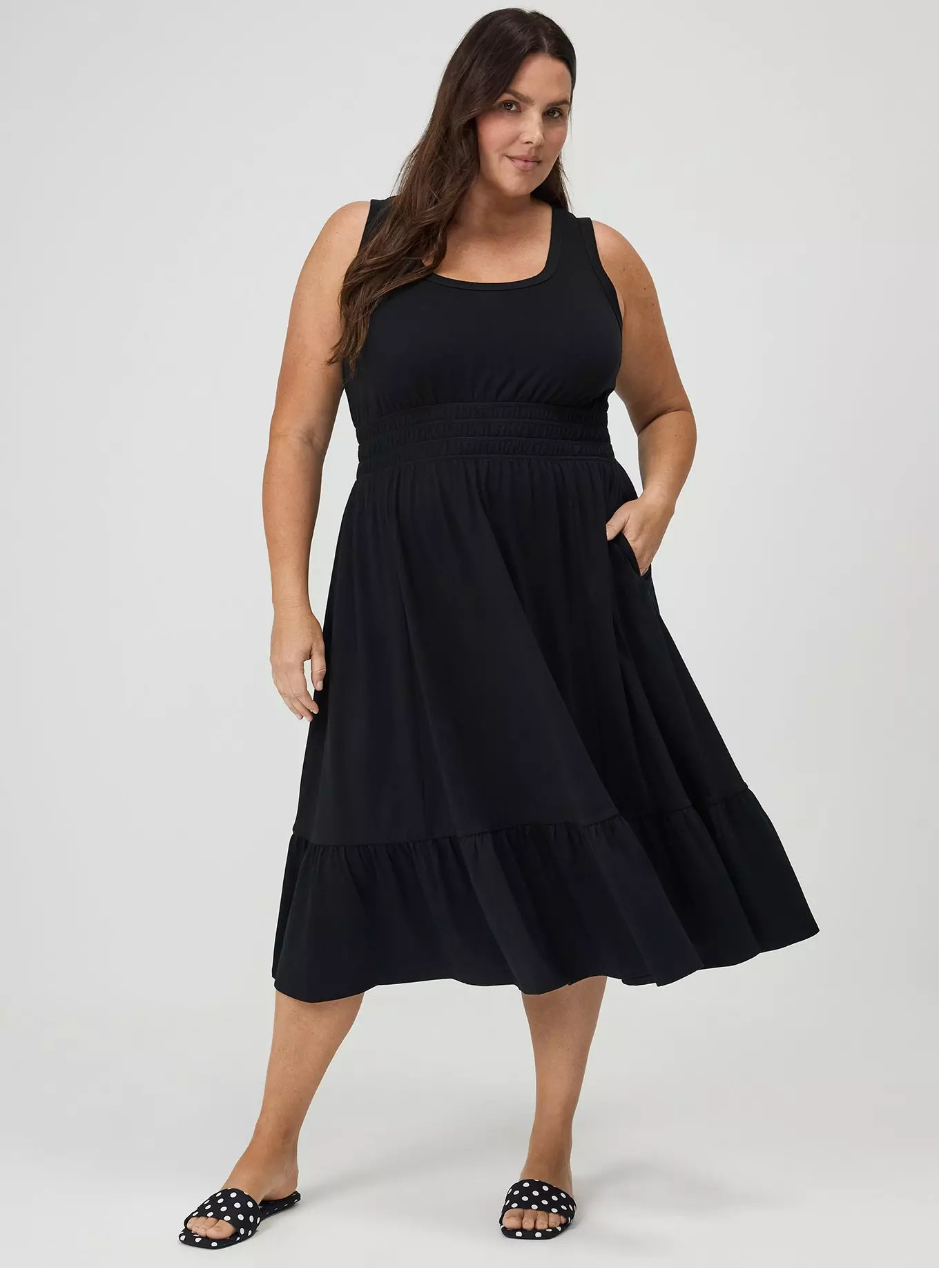 Midi Shirred Drop-Waist Dress | Torrid (US & Canada)