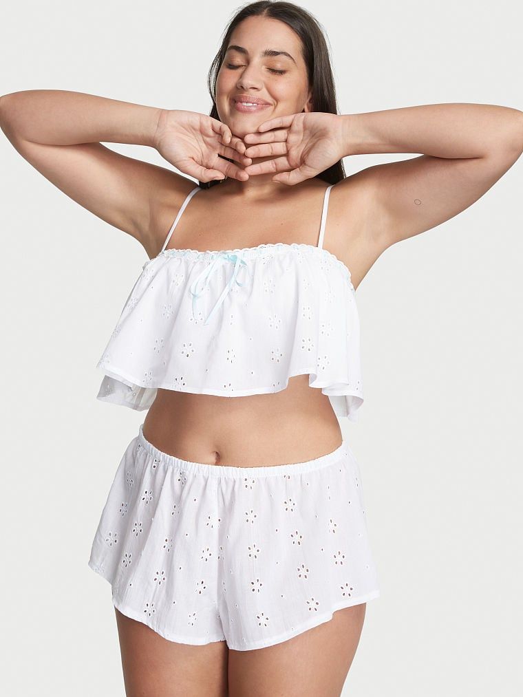 Eyelet Cropped Cami Shorts Set | Victoria's Secret (US / CA )