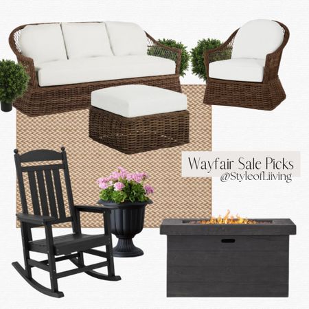 #LTKxWayDay outdoor furniture sale picks from Wayfair! Fire pits, sofas, chairs, rocking chairs, planters, faux plants, ottomans, rugs. Porch decor.

#LTKhome #LTKsalealert #LTKSeasonal