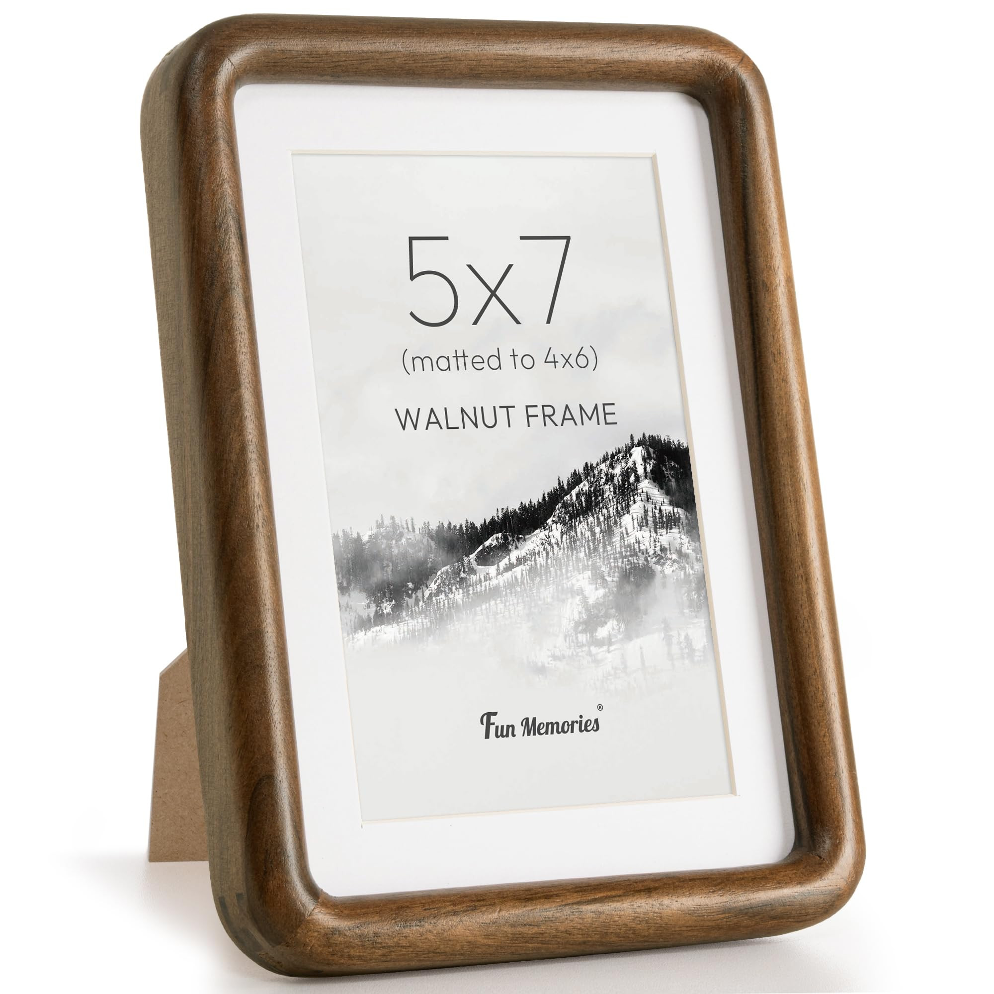 Fun Memories 5x7 Picture Frame, Solid Walnut Wood Frame with Real Glass, Hard Wood 5 by 7 Photo F... | Amazon (US)