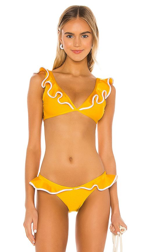 Shani Shemer Sahara Ruffle Bikini Top in Yellow. - size S (also in XS) | Revolve Clothing (Global)