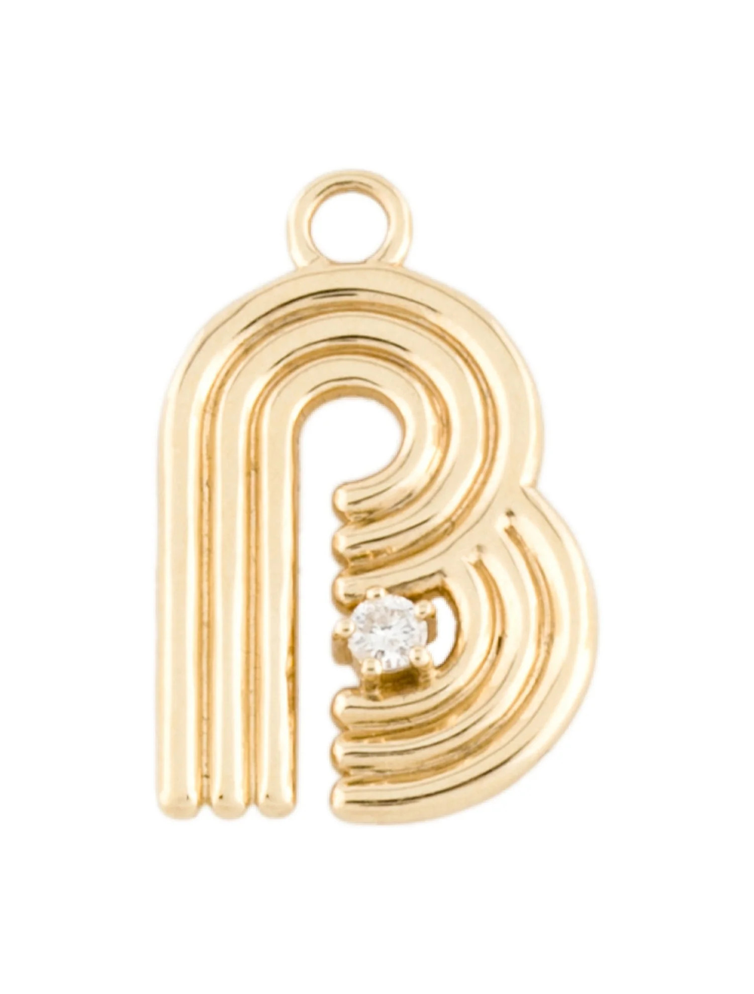 14K Diamond Groovy Initial 'B' Pendant | The RealReal