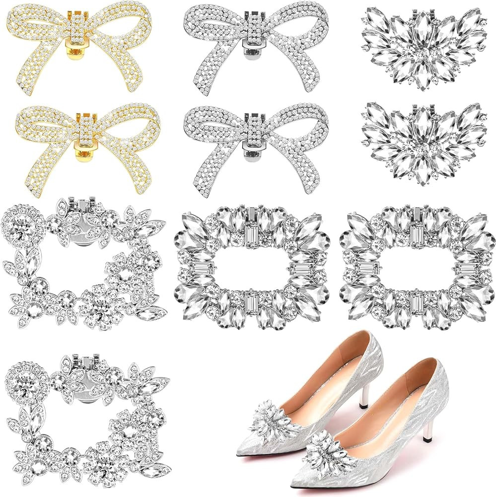 Landical 10 Pcs Rhinestone Shoe Clips for Women Crystal Bow Shoe Clips Detachable Buckles for Wed... | Amazon (US)