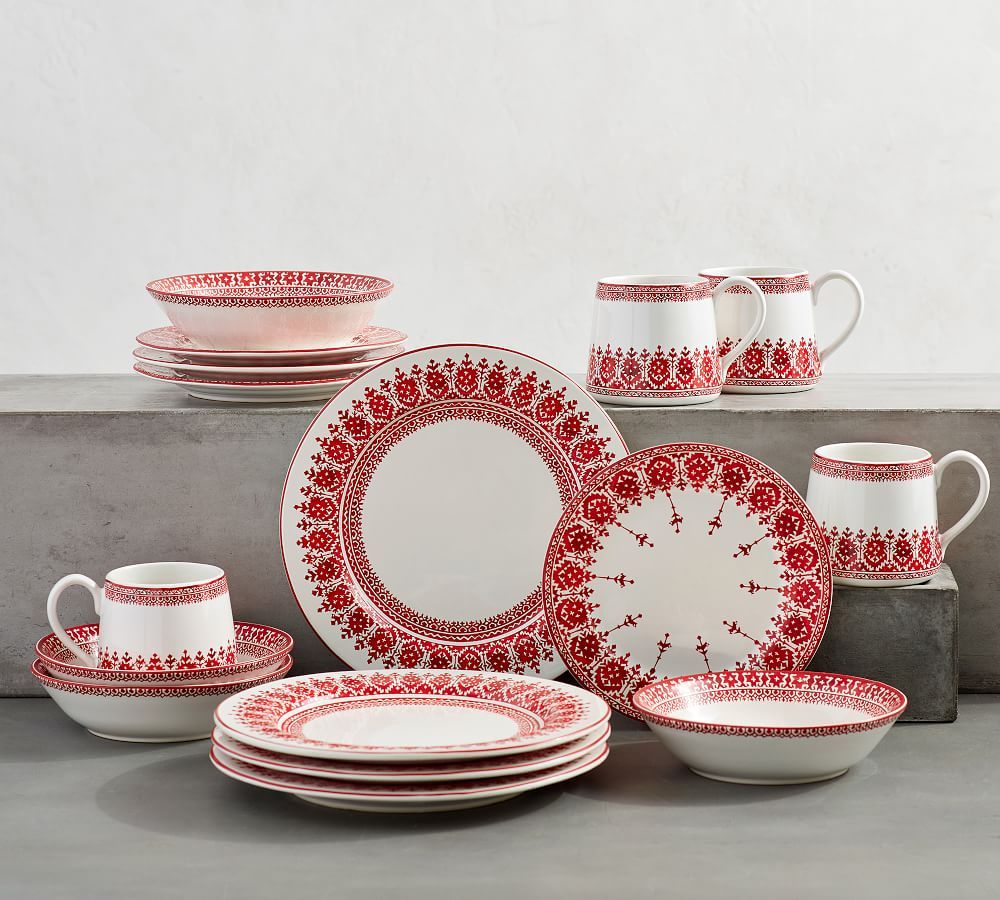 Tahoe Fair Isle Stoneware 16-Piece Dinnerware Set | Pottery Barn (US)