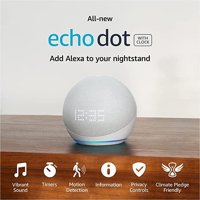 All-New Echo Dot (5th Gen, 2022 release) with clock | Smart speaker with clock and Alexa | Glacie... | Amazon (US)