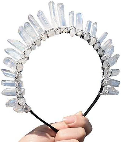 GRACEART Raw Crystal Quartz Tiara Mermaid Crown Headband Sun Goddess Crown | Amazon (US)