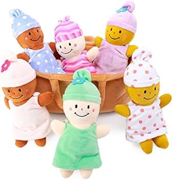 Basket Plush Baby Dolls Soft Multicultural Sensory Babies Toy Set 6 Piece for All Ages | Amazon (US)
