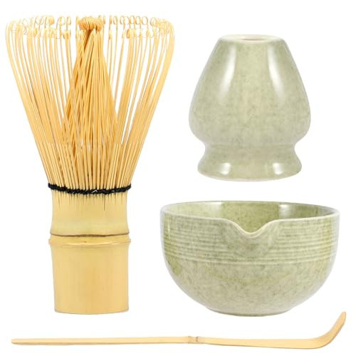 4Pcs Matcha Whisk Set, Matcha Tea Set with Whisk and Bowl, Matcha Spoon, Whisk Holder, 500ml Ceramic Bowl with Pouring Spout, Handmade Matcha Making Kit for Tea Drinking(Matte) | Amazon (UK)