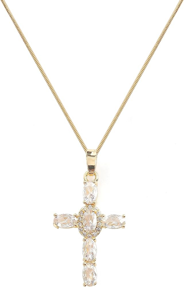 Cross Necklaces for Women Jewelry Necklaces for Teen Girls Women 16K Gold Plated Cross Pendant Ch... | Amazon (US)