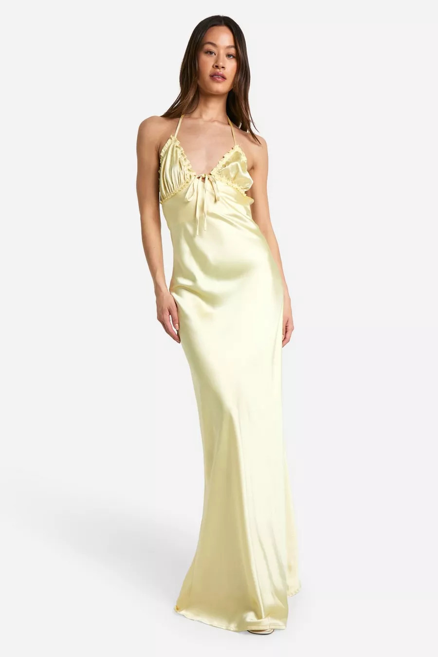 Tall Ruffle Satin Maxi Slip Dress | Boohoo.com (UK & IE)