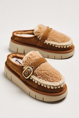 MOU Buckle Sheepskin Slippers | Anthropologie (US)