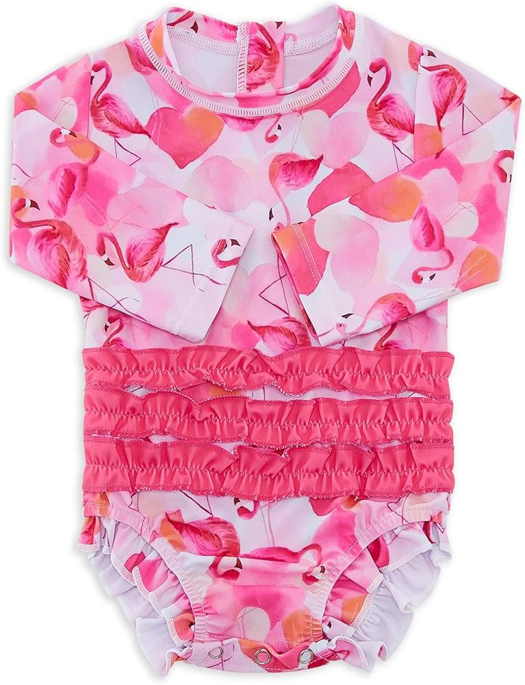 uideazone Baby/Toddler Girls Rash Guard Swimsuit Long Sleeve One Piece Swimwear UPF 50+ Sun Prote... | Amazon (US)