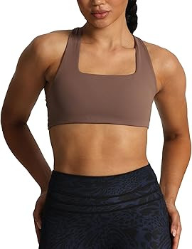 Aoxjox Women's Workout Sports Bras Square Neck Emma Cross Back Fitness Padded Training Gym Bra Yo... | Amazon (US)