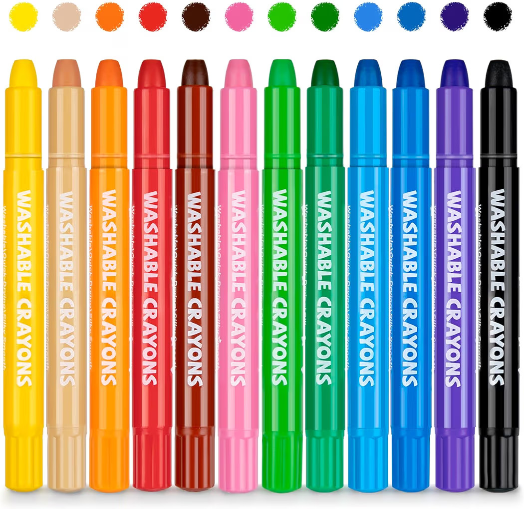 KERIFI Washable Jumbo Crayons, 12 Colors Silky Smooth Watercolor Gel Crayons Set, Non-Toxic Crayo... | Amazon (US)