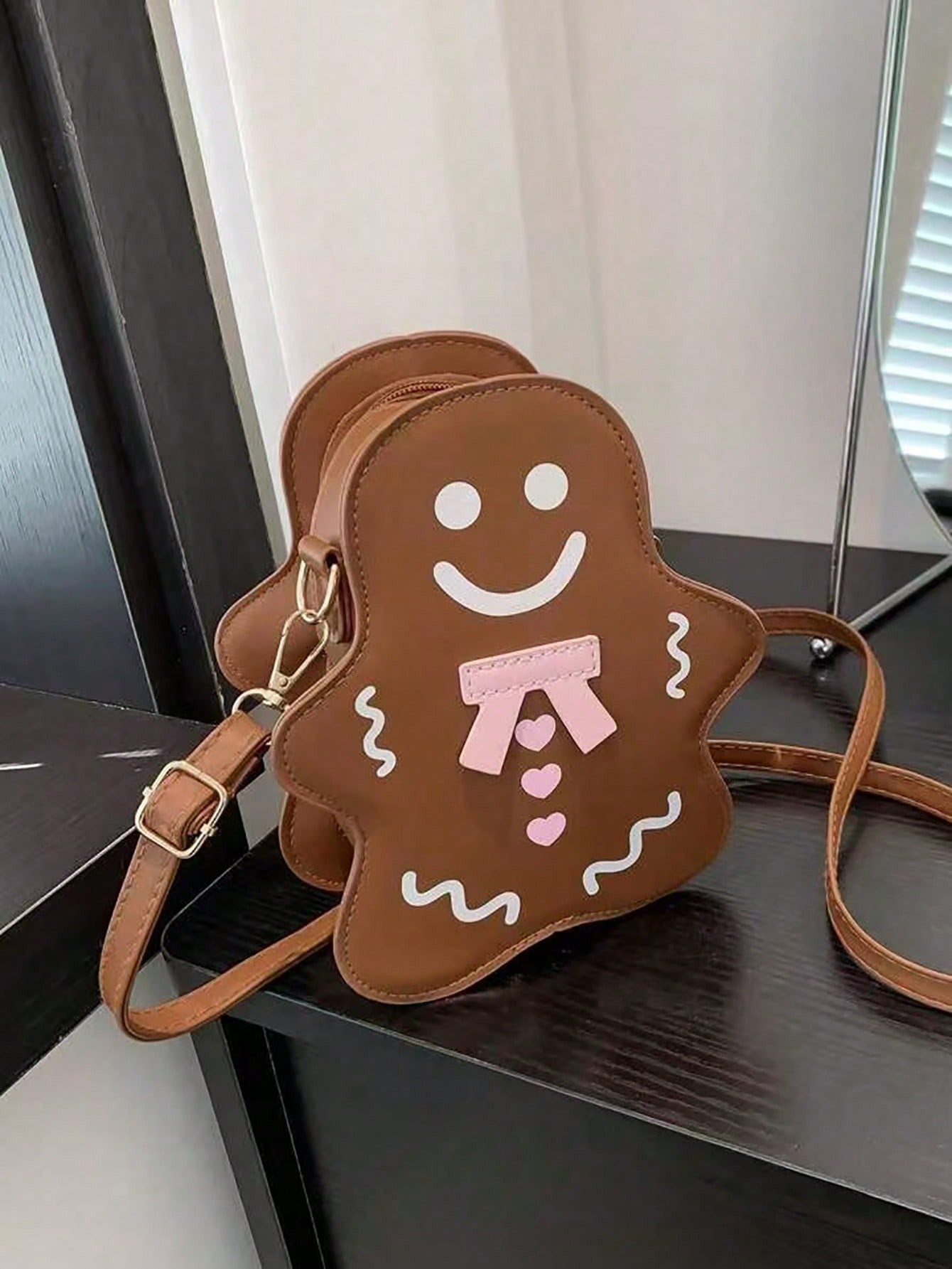 Women's Unique Niche Shaped Bag, Gingerbre Ad Man, Cookie Person, PU Leather, Halloween, Atmosp H... | SHEIN