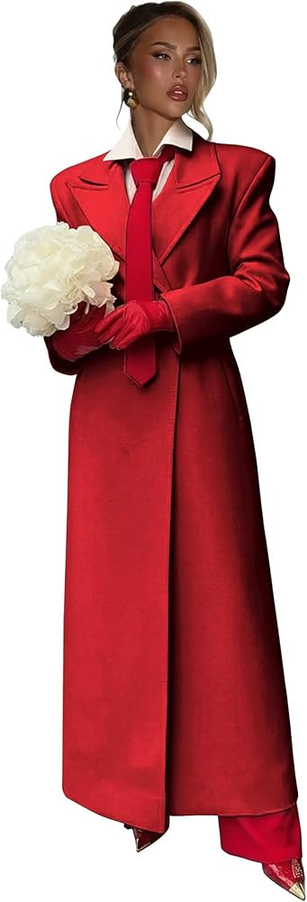 Peacoat Womens Coat Wool Fleece Long Overcoat Women Trendy Peak Lapel 1 Button Womens Pea Coat | Amazon (US)