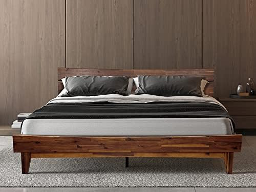 Acacia Aurora 14 Inch Wood Platform Bed, Bed Frame with Headboard, King Size Bed Frame, Chocolate | Amazon (US)