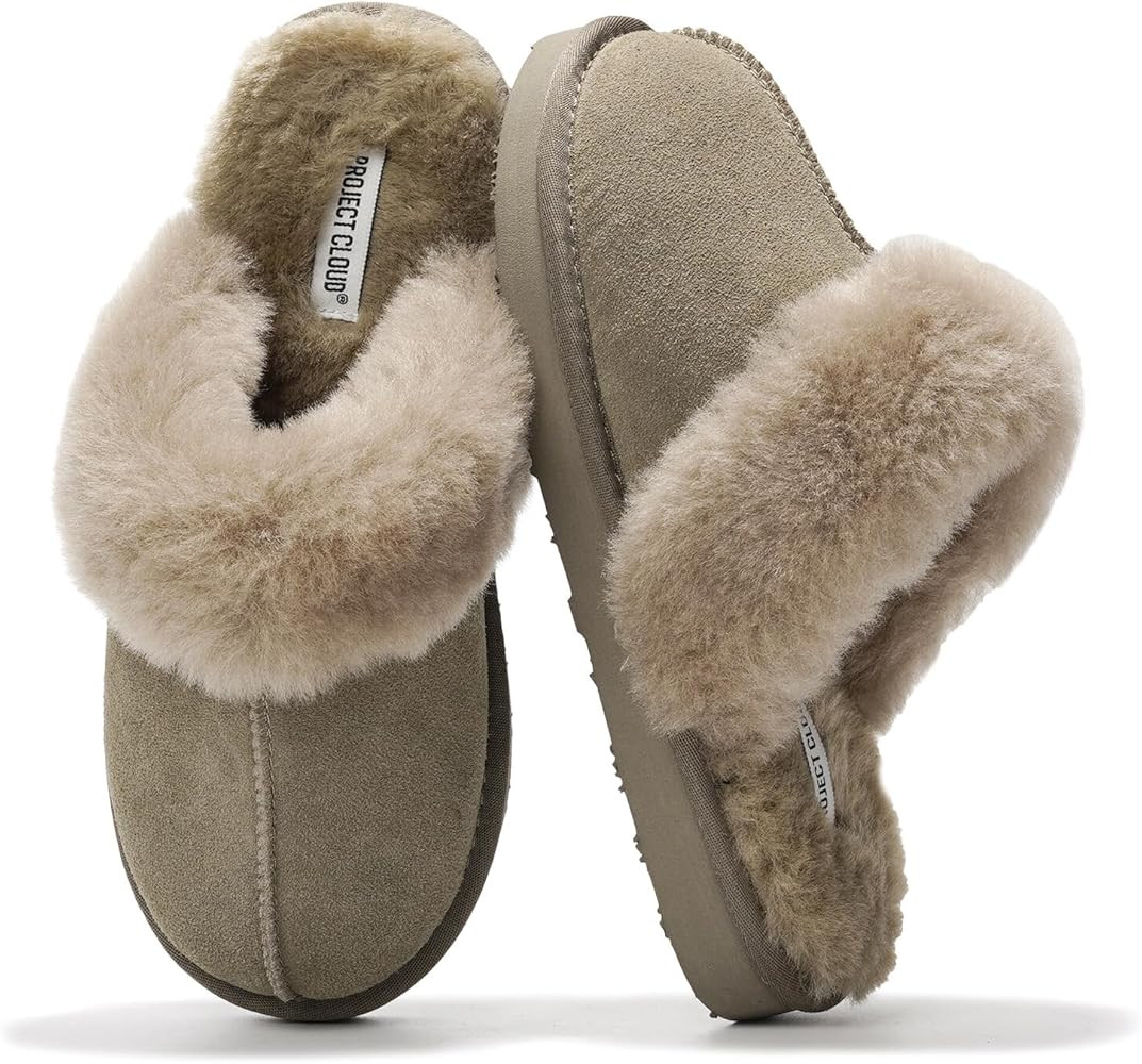 Project Cloud Slippers for Women - 100% Genuine Suede Womens Slippers, Non-Slip Fur Women's Slipp... | Amazon (US)