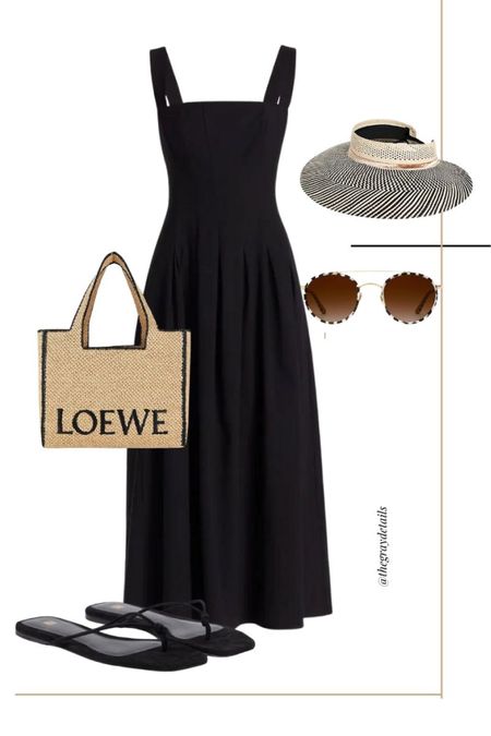 This Reformation black midi dress is the perfect summer outfit. Style it for a casual summer vacation, straw tote, summer tote and black sandal!

#LTKstyletip #LTKtravel #LTKFind