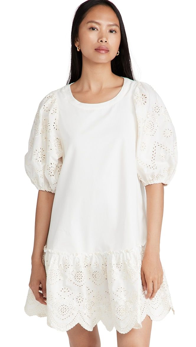 Embroidered Puff Sleeve Shirtdress | Shopbop