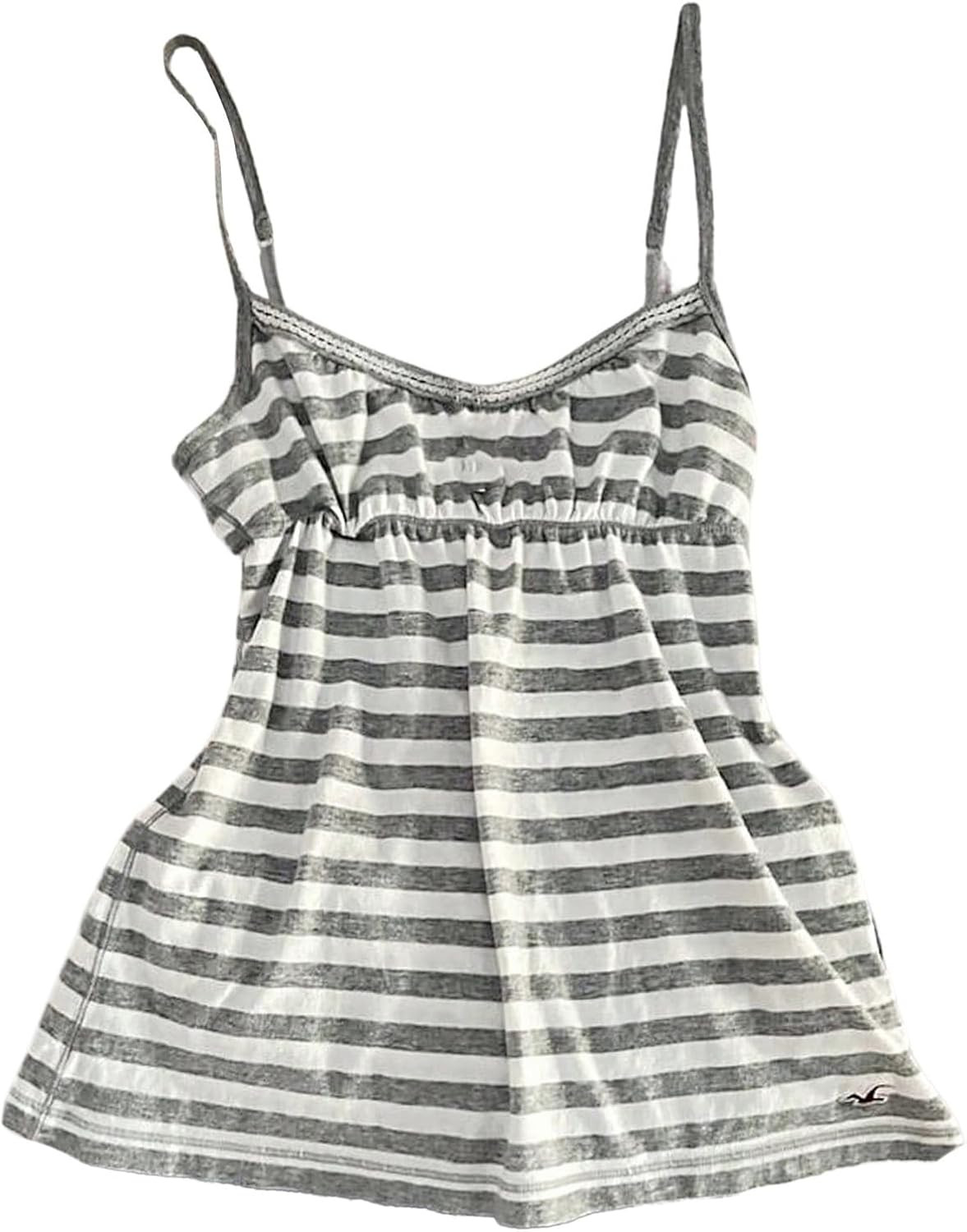 MakeMeChic Women's Y2k Lace Striped Camisole Sleeveless Cute Tank Tops | Amazon (US)
