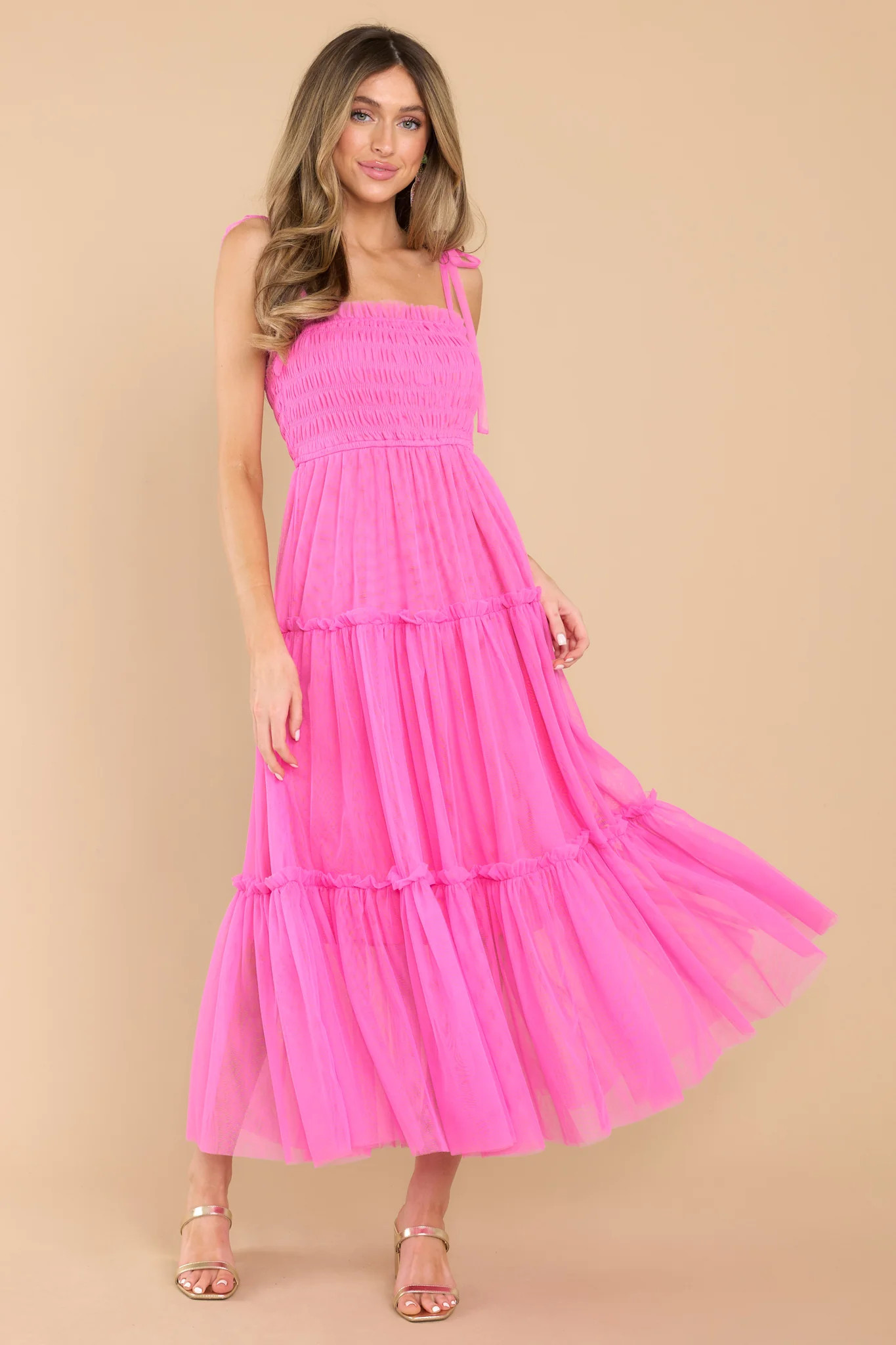 To The Garden Magenta Midi Dress | Red Dress 