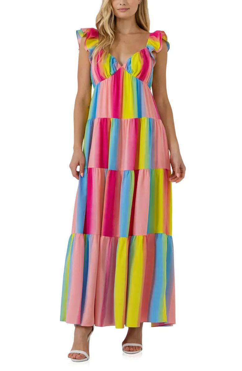 Endless Rose Rainbow Stripe Maxi Dress | Nordstrom | Nordstrom