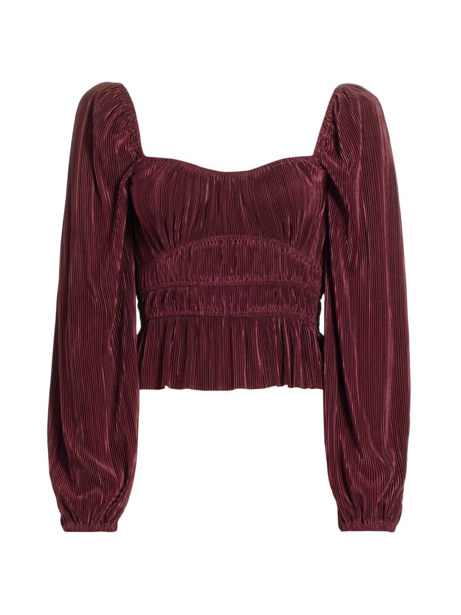 ASTR The Label Ziva Pleated Squareneck Top | Saks Fifth Avenue