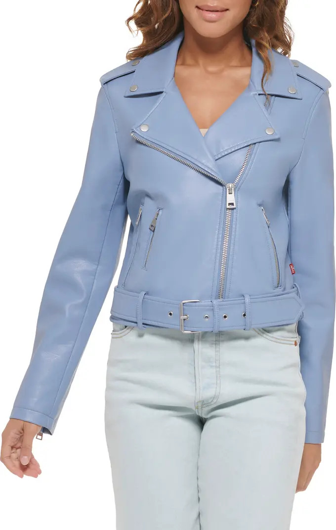 Faux Leather Fashion Belted Moto Jacket | Nordstrom Rack
