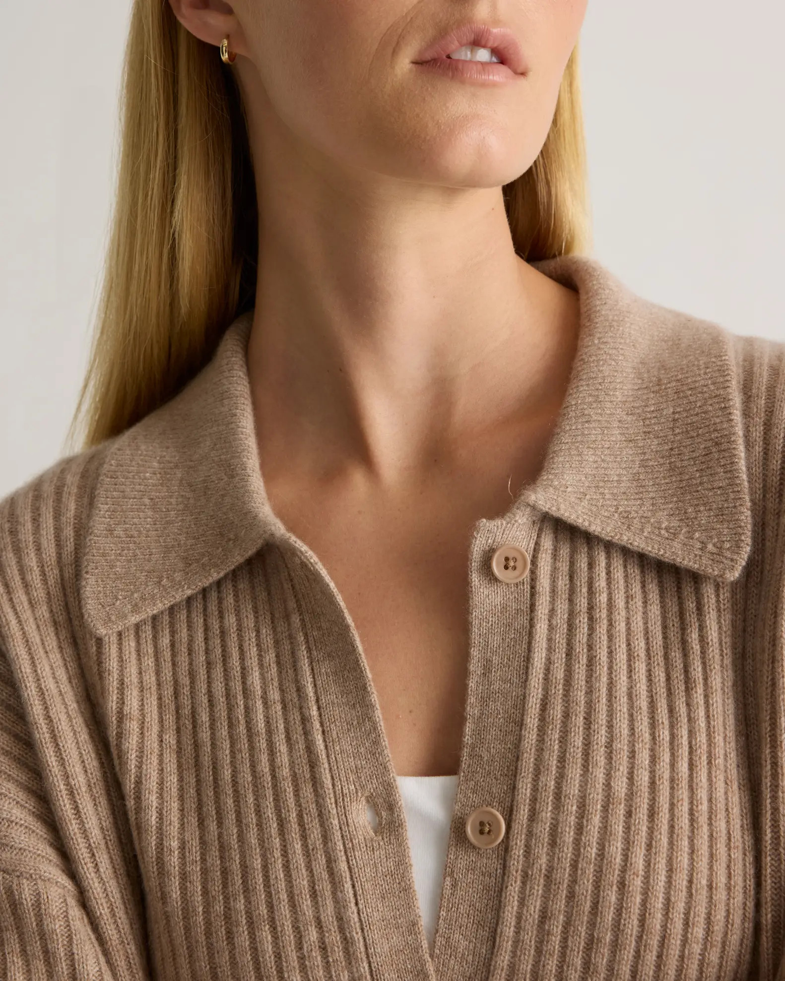 Mongolian Cashmere Wide-Rib Oversized Collared Cardigan | Quince